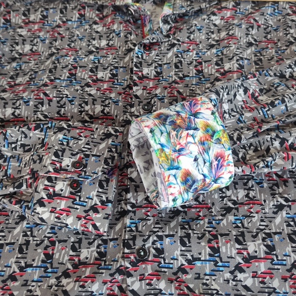 7 Downie St. Men’s Geometric Print Long Sleeve Button Down Flip Cuff Shirt - Picture 7 of 13